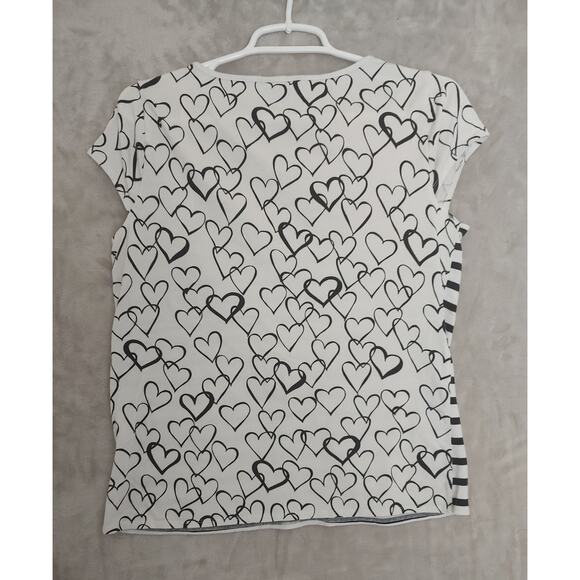 ELLE Cap Sleeve Lace Heart Scoop Neckline Women's Top - Picture 2 of 10